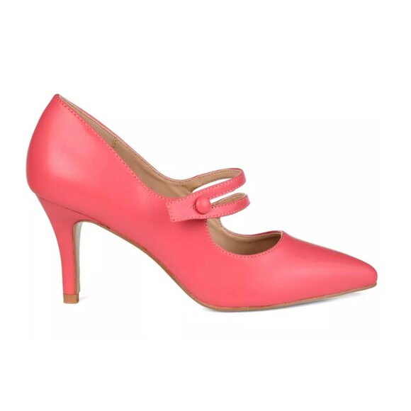 Journee Collection Pumps, Mary Jane Style | Make Coral Pink Your POP of color - Picture 3 of 11